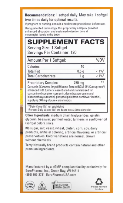 Terry Naturally | CuraMed 750 mg Sofgels | Immune Health